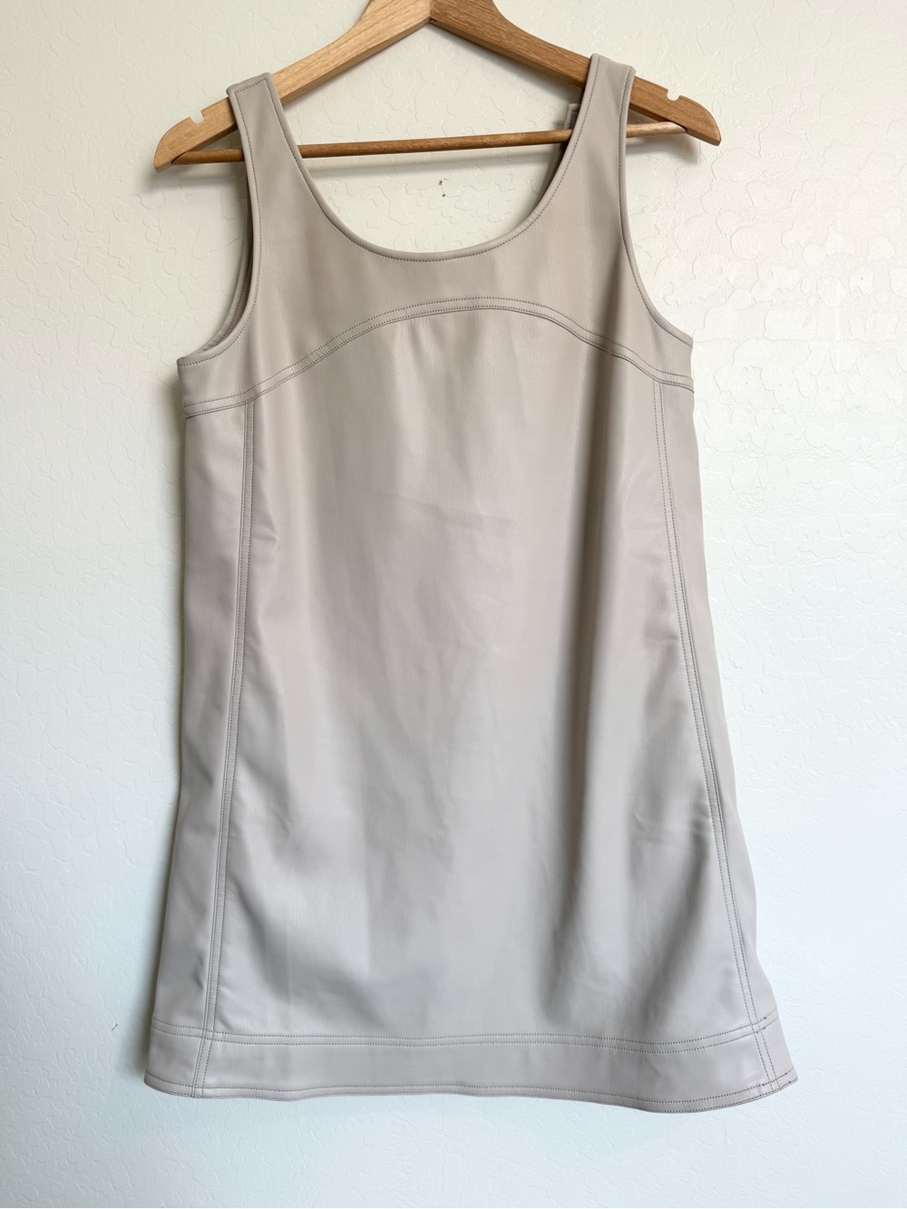 Pilcro by Anthropologie Shift Faux Leather Mini Dress SZ 4 Bone - Picture 3 of 10